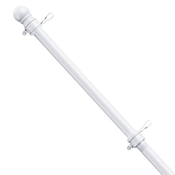 6FT Adjustable 1 in. Stainless Steel Weather Resistant Rustproof Flag Pole Outdoor Wall-Mounted White