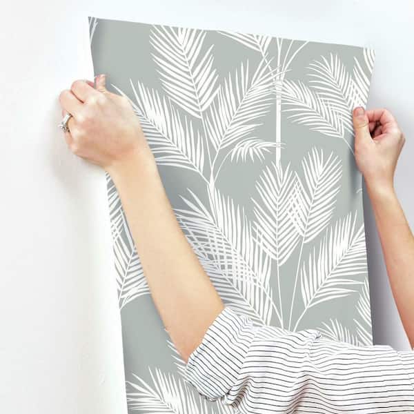York Wallcoverings CY1566 Palm Silhouette Wallpaper Gray White 
