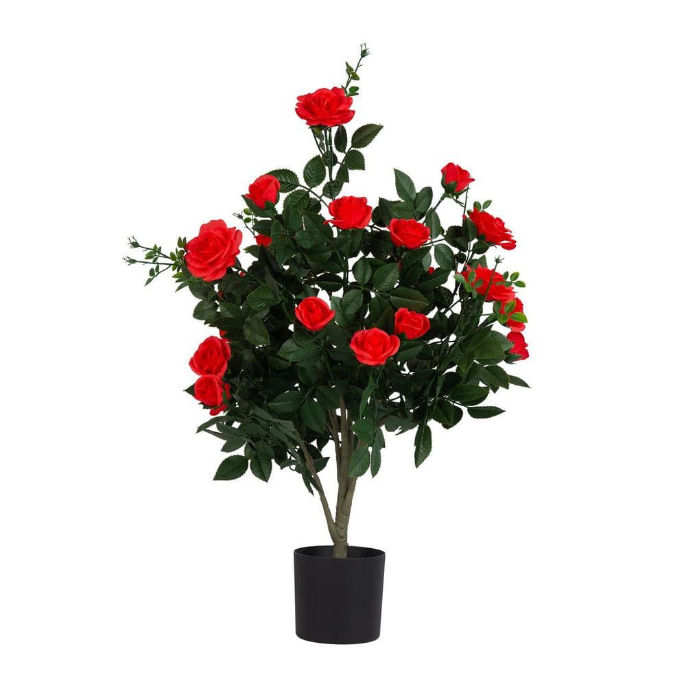Artificial Red Roses Indoor & Outdoor in Black Pot 24-in price history on PriceWatchPro