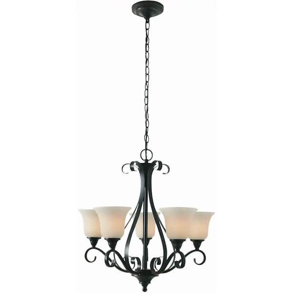 SUPERHUNTER 24.1 in. W x 24.2 in. H 5-Light Oil-Rubbed Bronze Chandelier