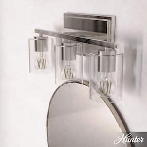 Kerrison 21 in. 3-Light Brushed Nickel Vanity-Light with Clear Seeded Glass Shades