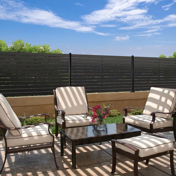 3.5 in. x 72 in. x.75 in. Wood Plastic Composite Fence Board, Flat Edge Both Sides, Sanded Finish Charcoal (4-Pack)