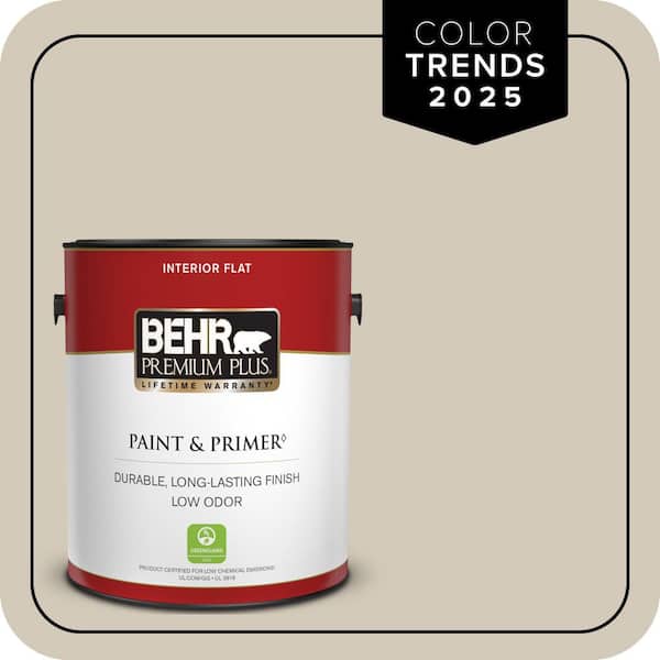 BEHR PREMIUM PLUS 1 gal. Designer Collection #DC-010 Even Better Beige Flat Low Odor Interior Paint & Primer