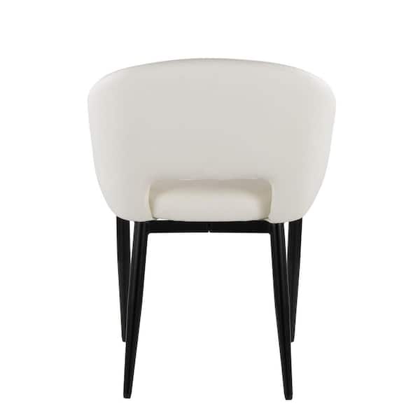 LumiSource Renee White Faux Leather and Black Metal Side Chair