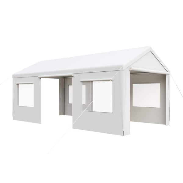10 ft. x 20 ft. Heavy-Duty Portable Carport with Sidewalls, Roll-Up Windows, Waterproof and UV-Resistant Canopy