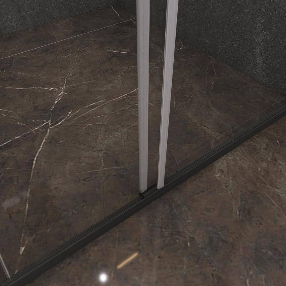 48" Black Framed Double Sliding Shower Door with Clear Glass