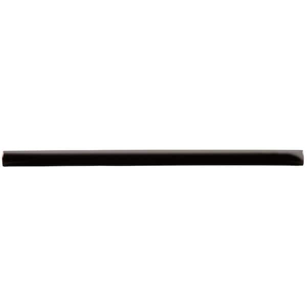 Castillo Demi-Bullnose Black 1/2 in. x 12 in. Glossy Ceramic Wall Tile Trim