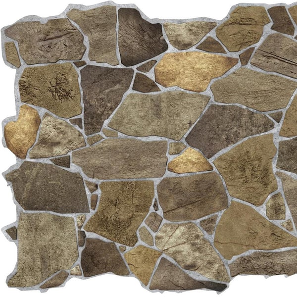 Dundee Deco 3D Falkirk Renfrew II 1/50 in. x 39 in. x 25 in. Brown Faux Stone PVC Decorative Wall Paneling (10-Pack)