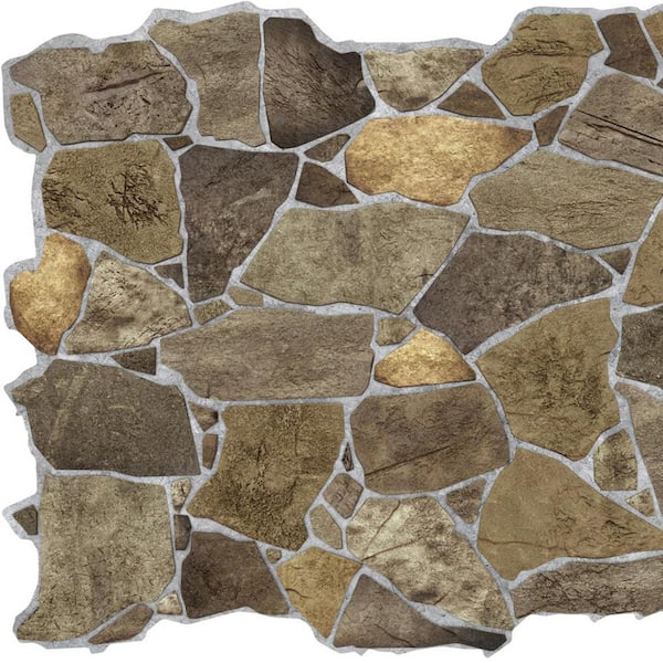 Dundee Deco 3D Falkirk Renfrew II 1/50 in. x 39 in. x 25 in. Brown Faux Stone PVC Decorative Wall Paneling (5-Pack)
