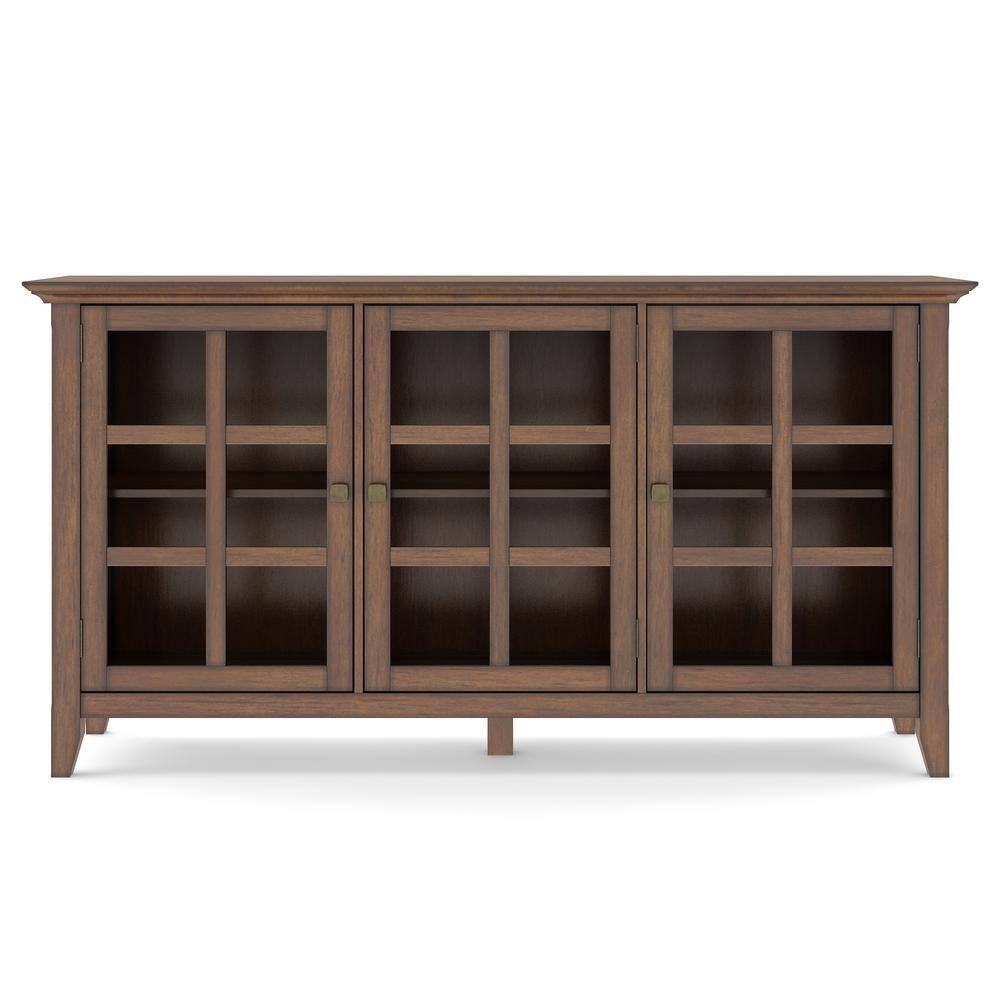 Rustic Natural Aged Brown Pine Wide Storage Cabinet