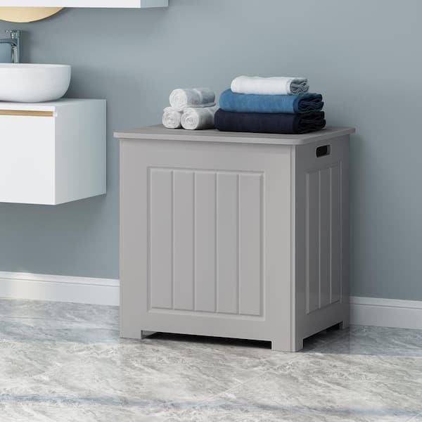 Killarney Light Grey Wood Laundry Hamper Water Resistant with Lid