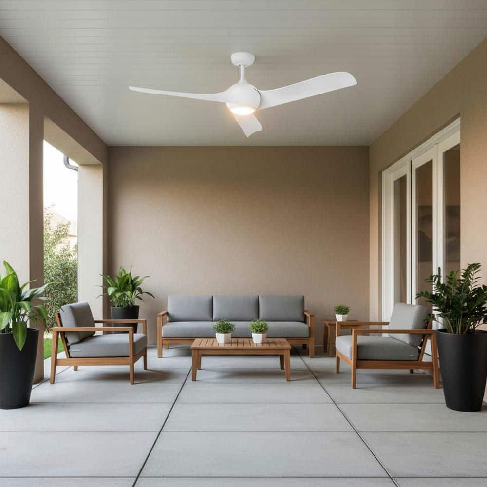 Tiburon 56.0 in. Indoor/Outdoor Integrated LED Matte White Ceiling Fan with Remote Control price history on PriceWatchPro