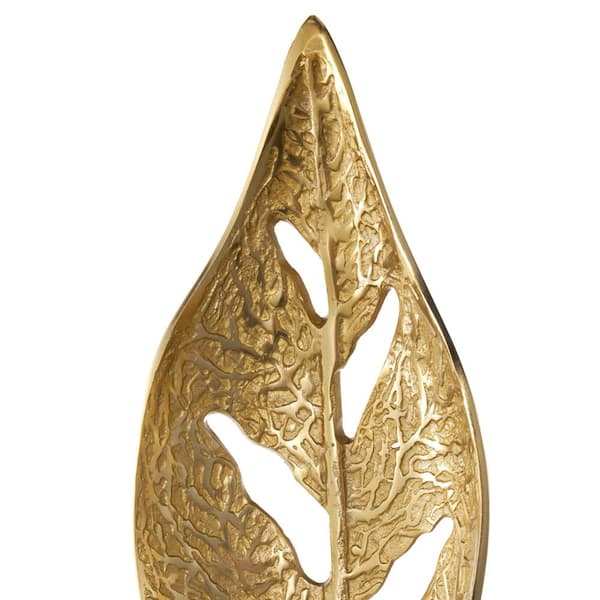 Litton Lane Gold Aluminum Metal Tall Textured Cutout Leaf