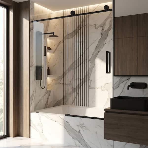VIGO Elan 56 to 60 in. W x 66 in. H Frameless Sliding Tub Door