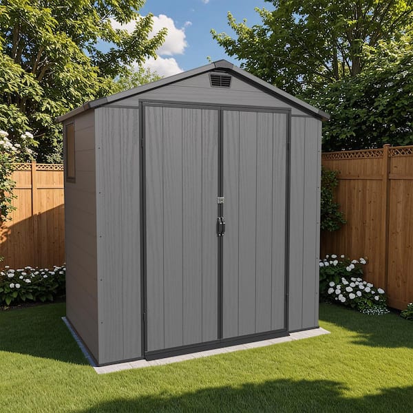Patiowell 6 ft. W x 4 ft. D Plastic Shed with Floor, Resin Outside