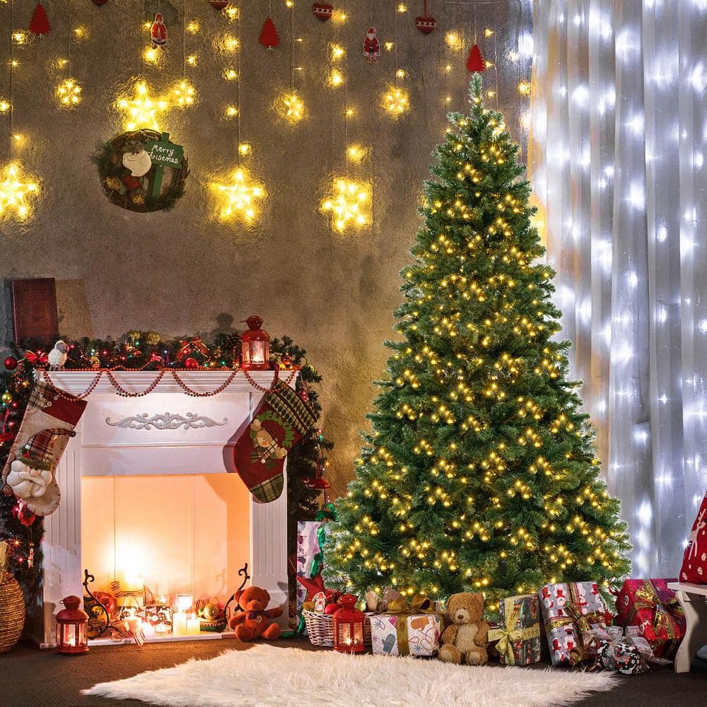 7-Foot Green PVC Christmas Tree with Warm White LED Lights