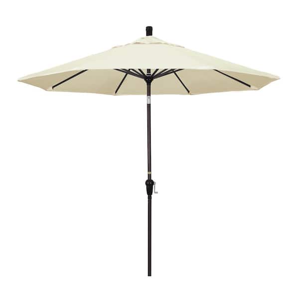California Umbrella 9 ft. Aluminum Market Auto Tilt Bronze Patio Umbrella in Canvas Pacifica