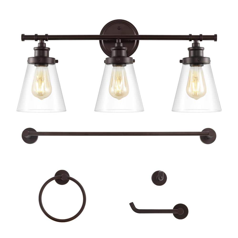 Hollis 23.75" Oil Rubbed Bronze 3-Light Farmhouse Vanity Light
