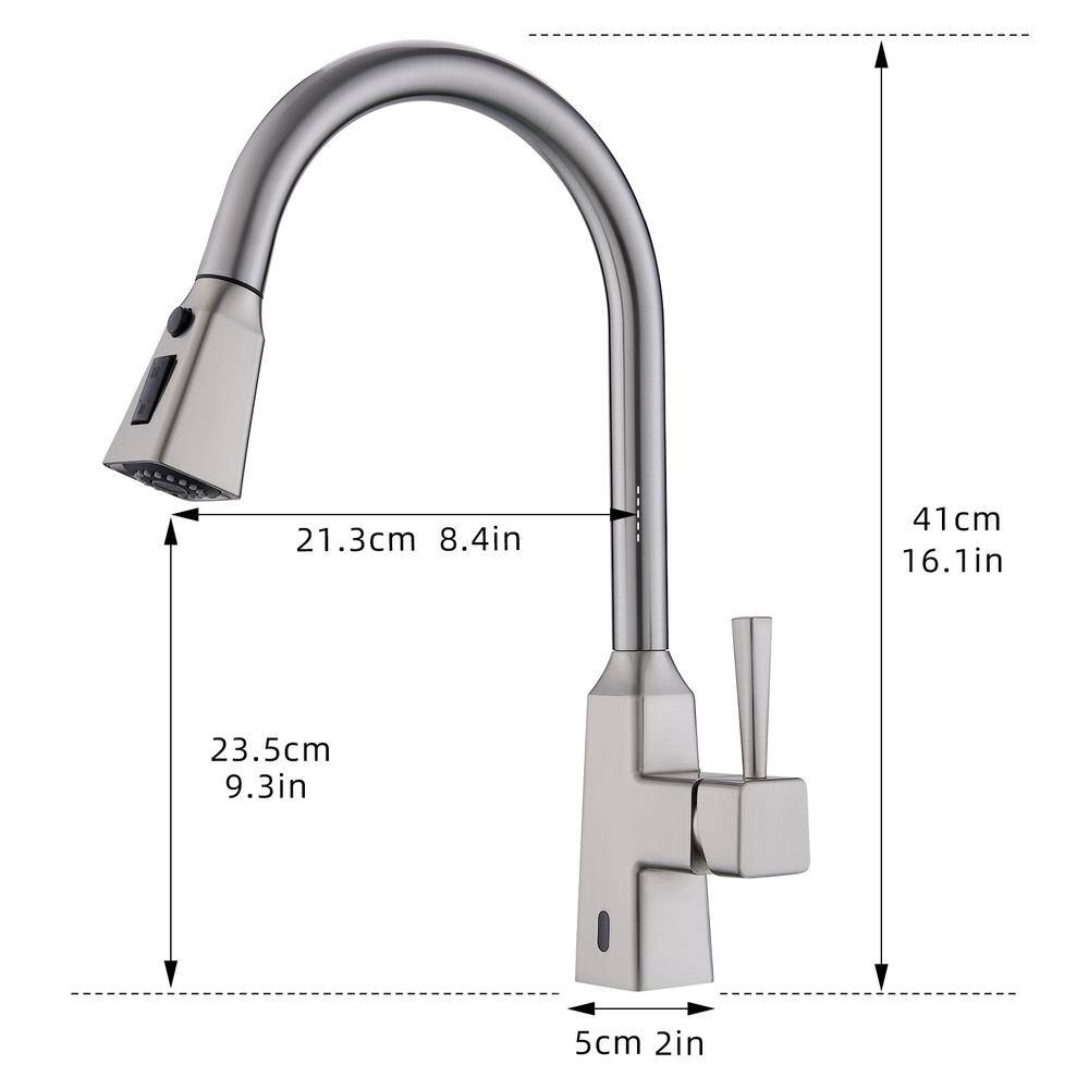 Brushed Nickel Touchless Kitchen Faucet with Pull-Down Sprayer