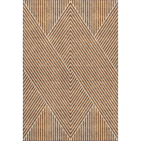 Addison Rugs Mayfield Premium Machine Washable Abstract AMF937 Terracotta 9 ft. x 12 ft. Area Rug