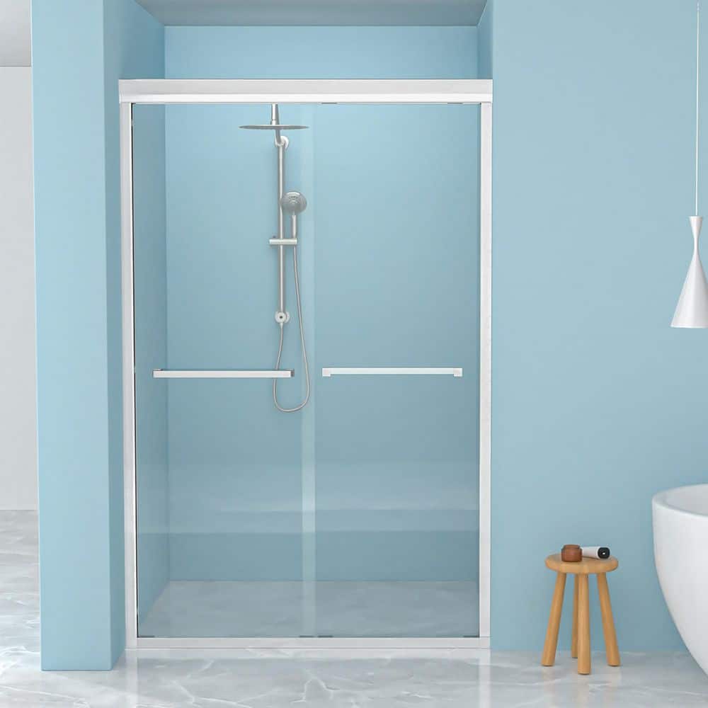 48 in. W x 76 in. H Double Sliding Framed Shower Door in Chrome Finish with Clear Glass price history on PriceWatchPro