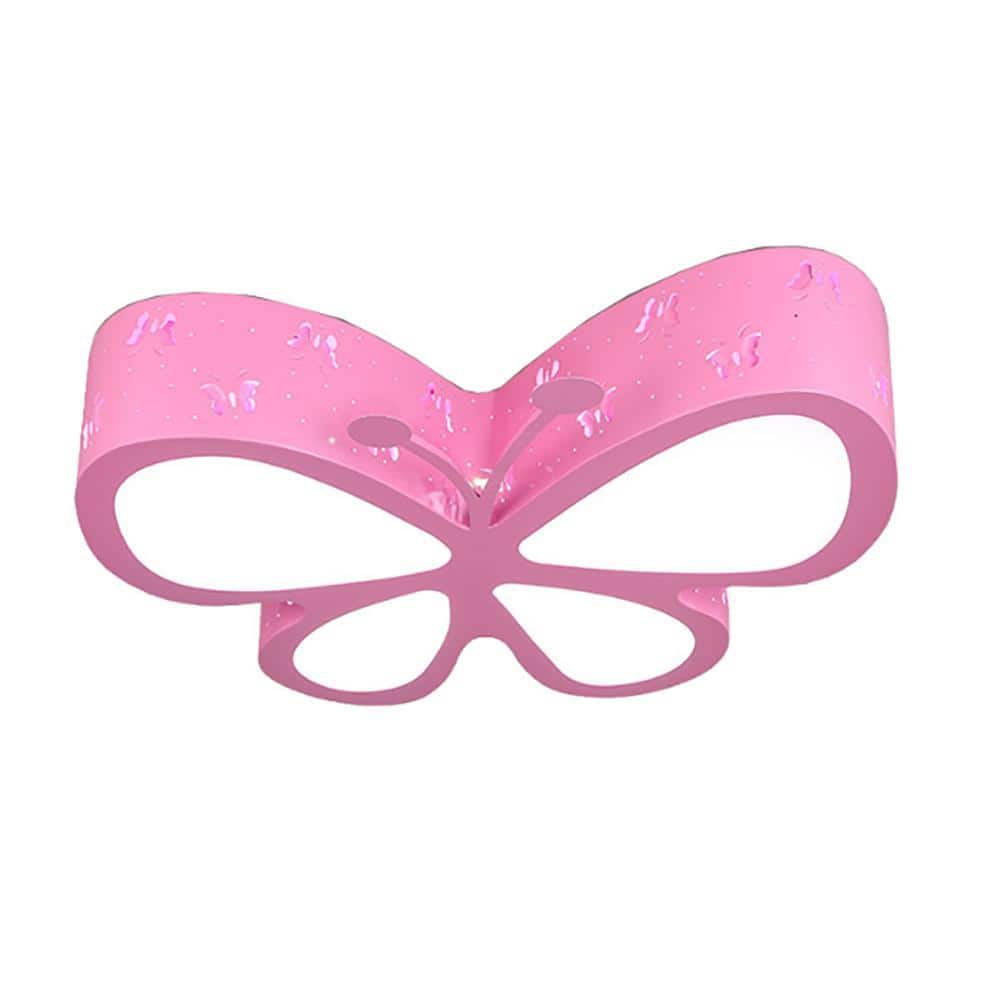 OUKANING 19.7 in. Pink Creative Butterfly Lighting Flush Mount