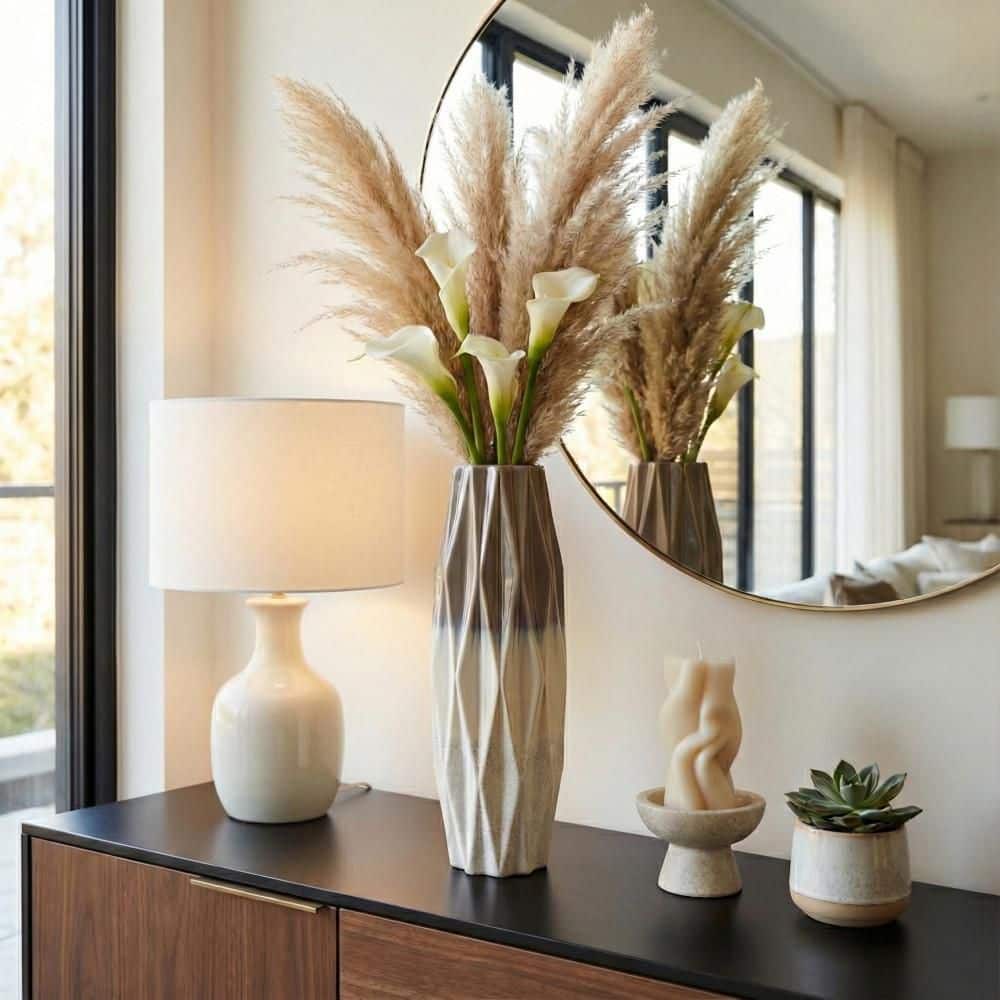 17 in. Ivory/Tan Ceramic Tapered Decorative Vase price history on PriceWatchPro
