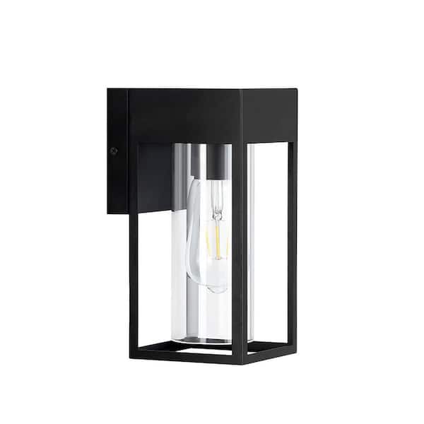 HKMGT 10.2 in. Caramel Modern Porch Lights Outdoor Hardwired Wall Lantern Sconce with No Bulbs Included (1-Pack)