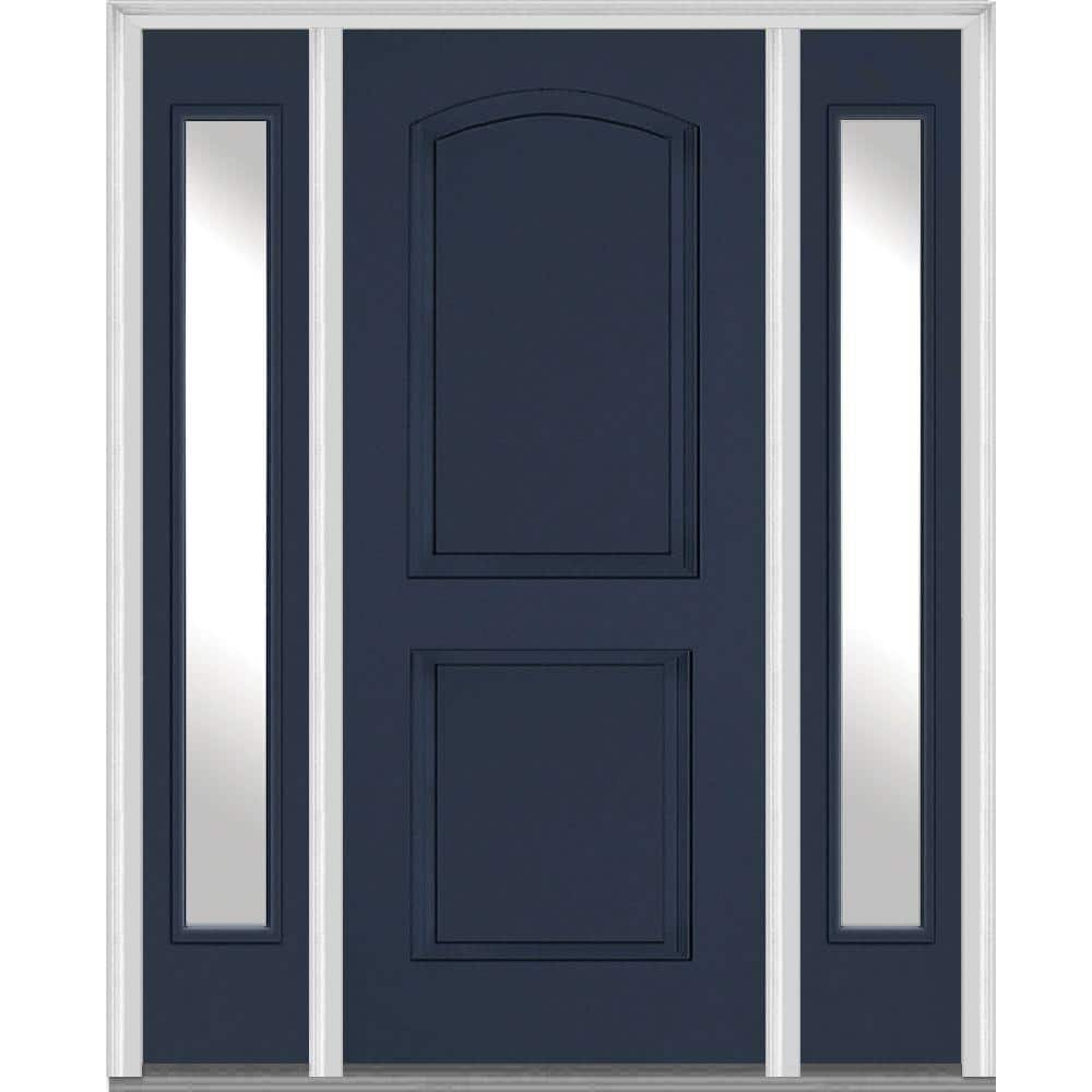 MMI Door 64.5 in. x 81.75 in. Right Hand Inswing 2-Panel Arch Painted Fiberglass Smooth Prehung Front Door with Sidelites