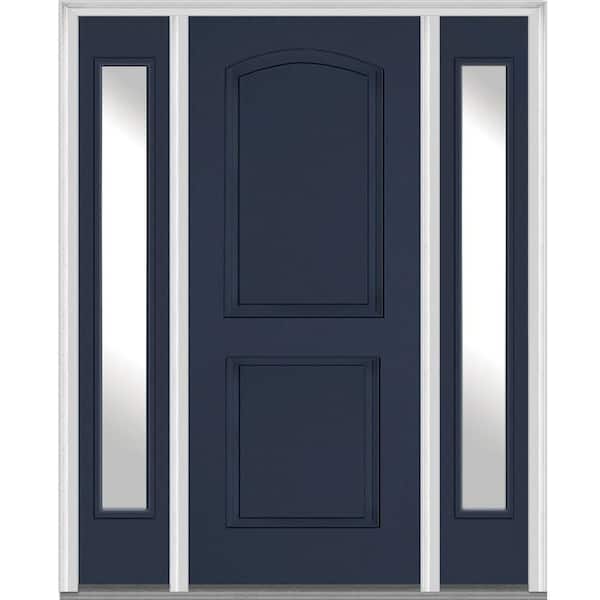 MMI Door 64.5 in. x 81.75 in. Right Hand Inswing 2-Panel Arch Painted Fiberglass Smooth Prehung Front Door with Sidelites