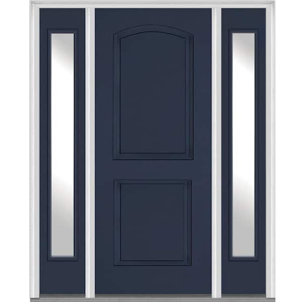 MMI DOOR 64.5 in. x 81.75 in. Right Hand Inswing 2-Panel Arch Painted Fiberglass Smooth Prehung Front Door with Sidelites