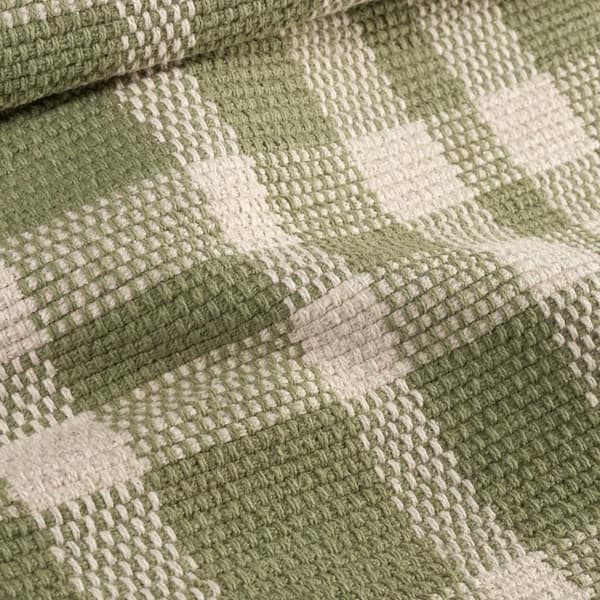 Tattersall Handwoven Cotton Sage 9 ft. x 12 ft. Indoor Area Rug