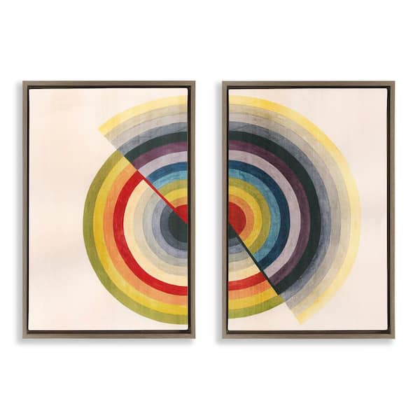 Stupell Industries Fading Round Split Circles by Grace Popp 2-Pieces Brown Floater Frame Abstract Graphic Art Print 25 in. x 17 in.