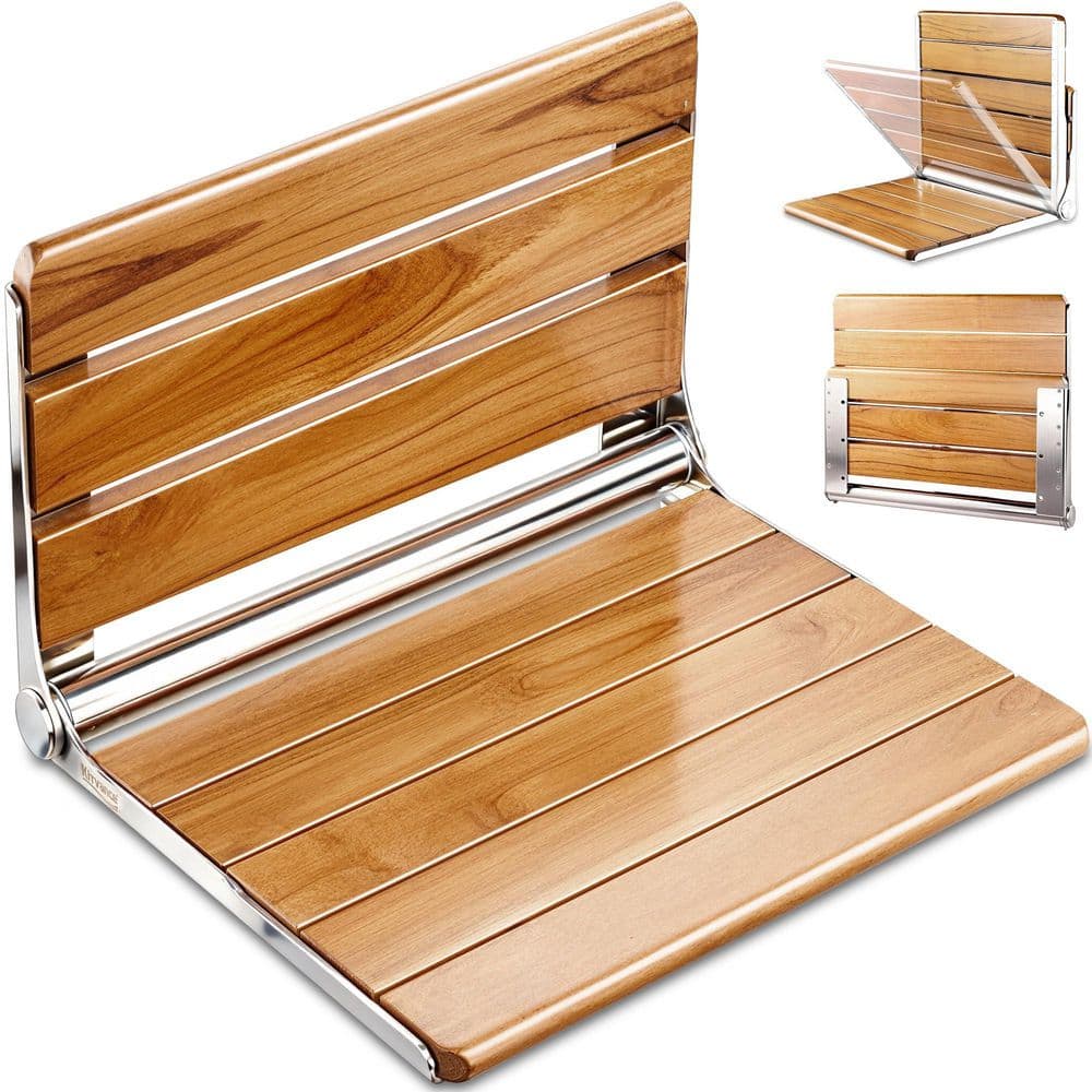 20 in. L x 17 in. W x 11 in. H Rectangular ADA Compliant Folding Teak Shower Seat, Larger Teak Shower Bench in Teak price history on PriceWatchPro