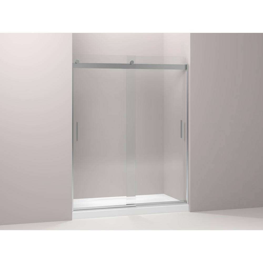 Levity 74" Silver and Clear Glass Sliding Shower Door