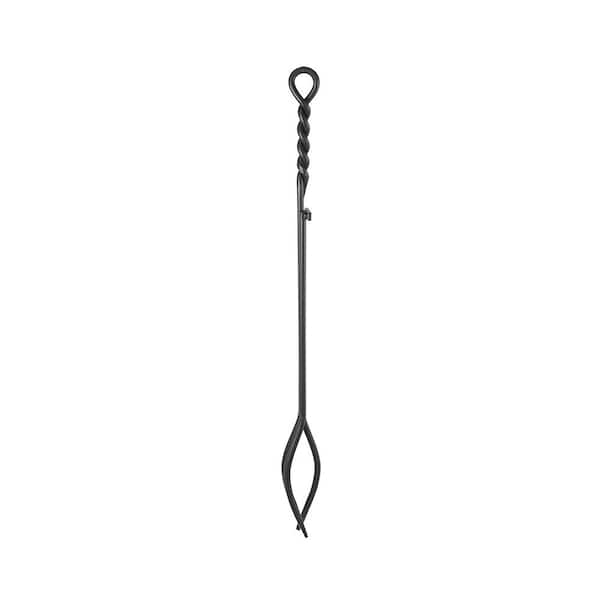28 in. Tall Black Rope Design Standard Fireplace Tongs