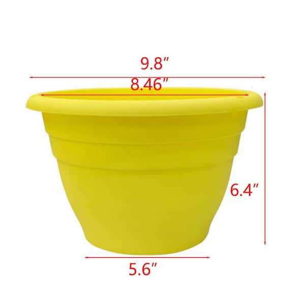 Large Yellow Plastic Indoor/Outdoor Planter (9.8 in. W x 6.4 in. H