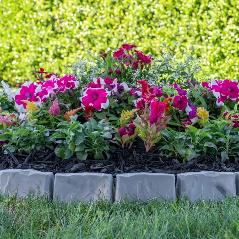 Slate Gray Faux Stone No-Dig Landscape Edging Kit, 60 ft