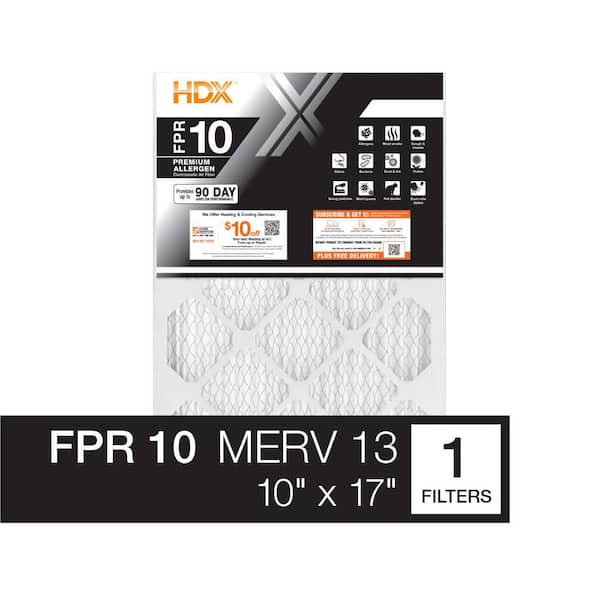 HDX 10 in. x 17 in. x 1 in. Premium Pleated Air Filter FPR 10, MERV 13