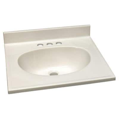 19 in. W x 17 in. D Cultured Marble Vanity Top in White on White with White on White Basin and 4 in. Faucet Spread