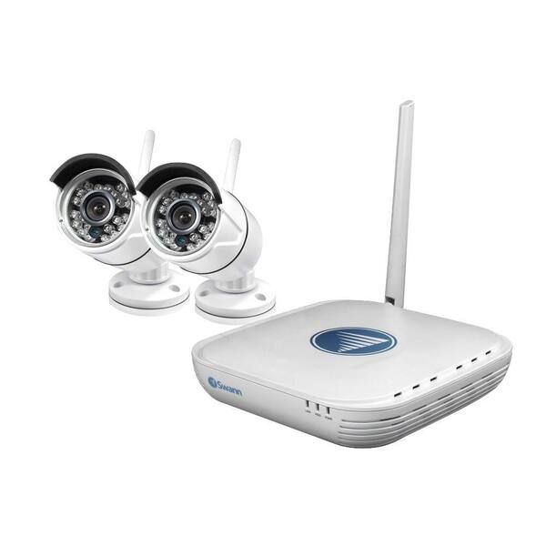 Swann 4-Channal Wi-Fi Security Kit - Micro Monitoring Sys with 2x Day and Night Cameras/Smartphone Connectivity (No HDD)