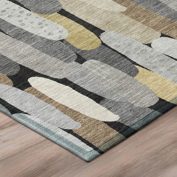 Chantille Machine Washable Indoor/Outdoor Abstract ACN3111 Black 5 ft. x 7 ft. 6 in. Area Rug