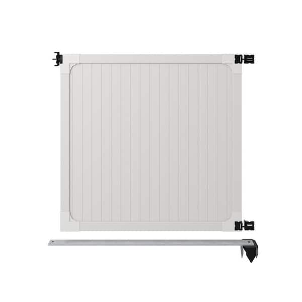 Premium 6 ft. x 6 ft. White Vinyl Privacy Fence Gate w/ Hardware