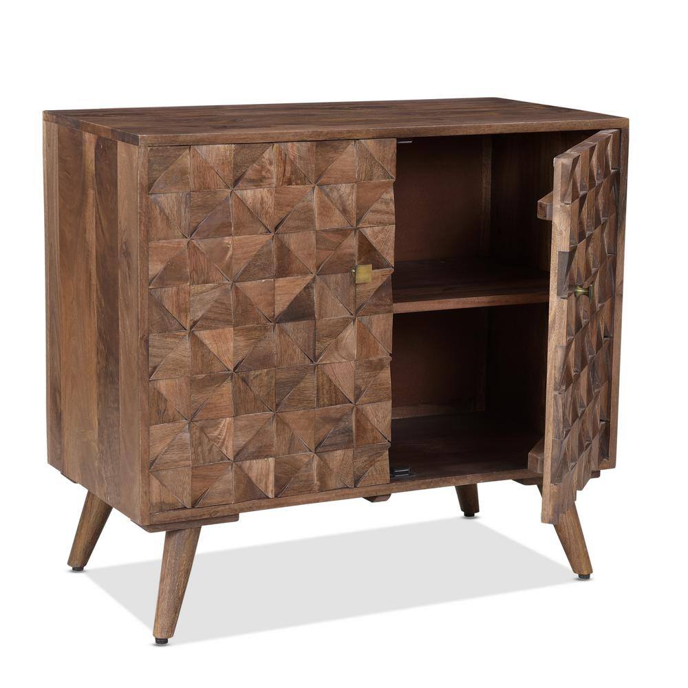 Veneto Mid-Century Modern Walnut Accent Cabinet with Adjustable Shelving