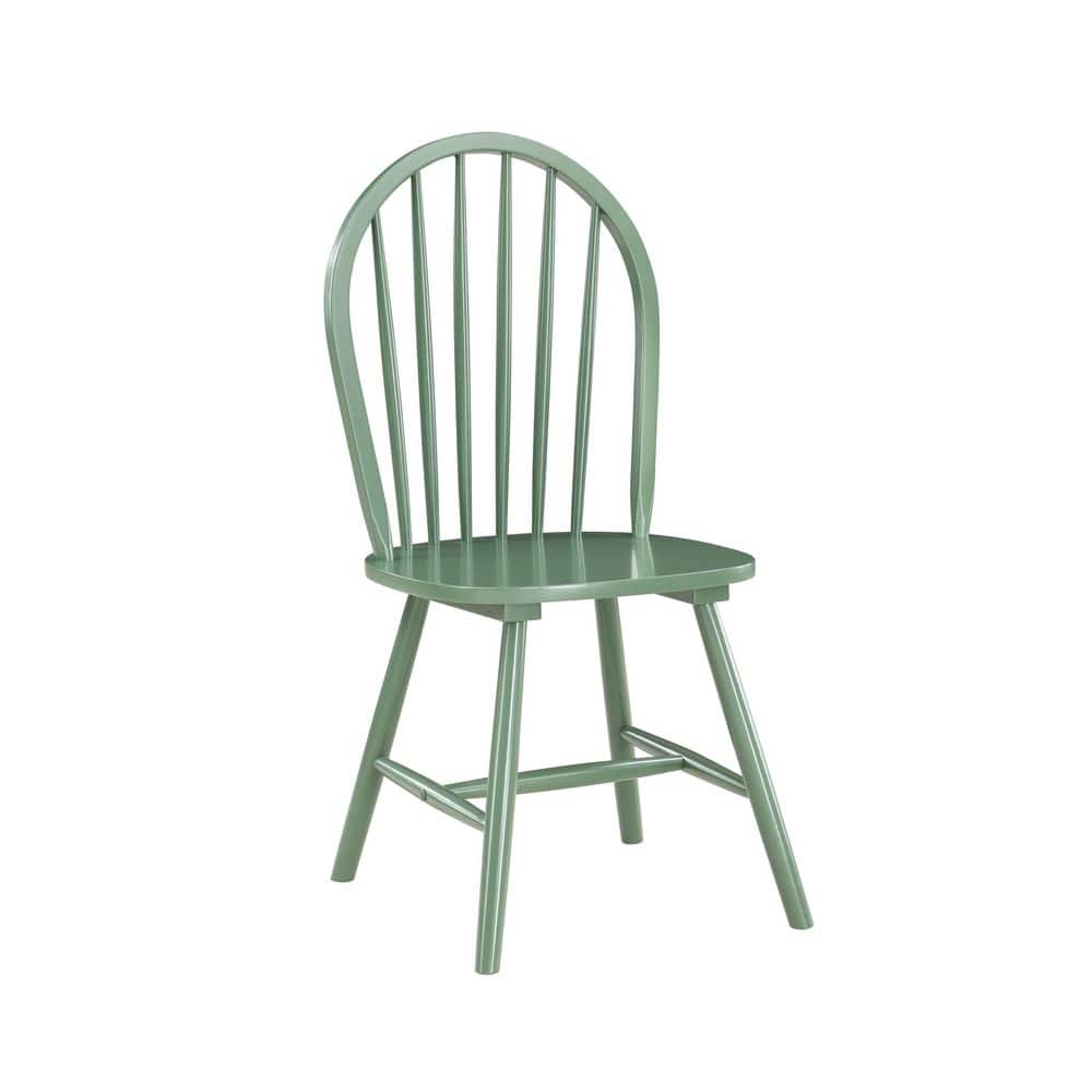 Equestrian Green High Back Rubberwood Slat Side Chair Set