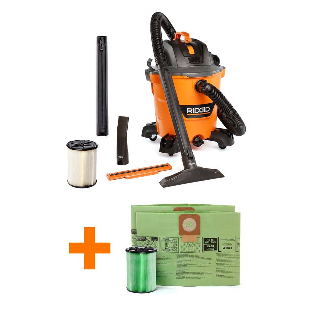 RIDGID 12 Gal. 5.0 Peak HP NXT Shop Vacuum Wet Dry Vac with Filter, Accessories and OSHA Compatible Filtration Kit HD1200E (HD1200E)