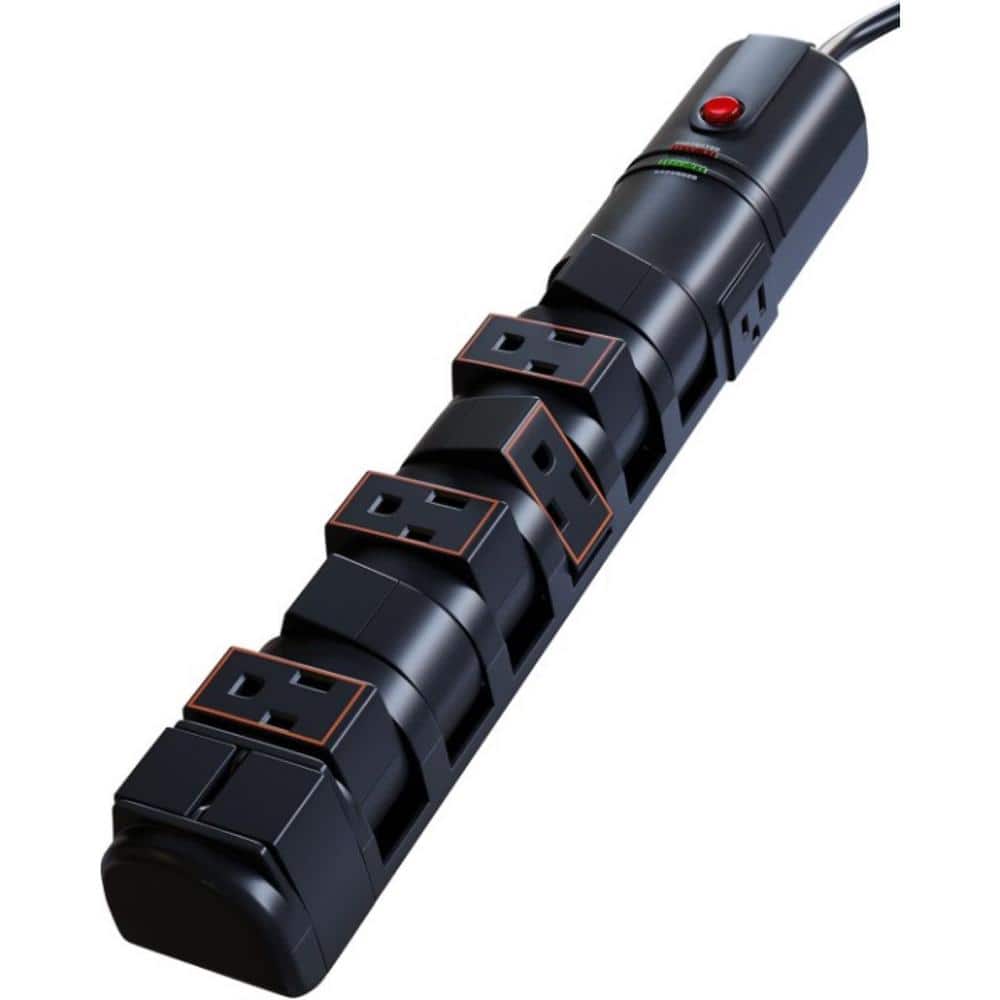 6-Outlet Power Strip Surge Protector with Rotating Outlets and Built-in Cab