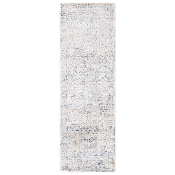 Cosmopolitan 2 ft. x 7 ft. Cream/Beige Distressed Abstract Runner Rug