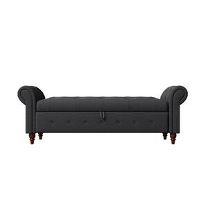 Harper & Bright Designs Dark Gray Tufted Armed Storage Bedroom Bench 24 ...