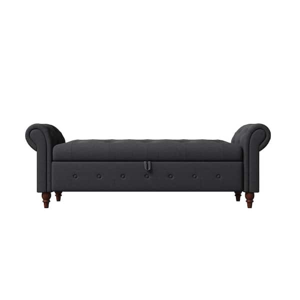 Donason Dark Gray Fabric Storage Bed Bench (24.4 in. H x 63 in. W x 22 in. D)